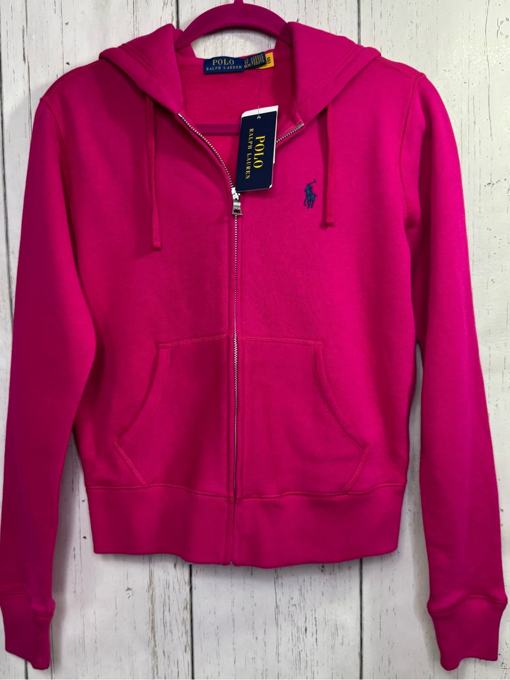 Polo Ralph Lauren Hot Pink Full Zip Hoodie Size XS NWT Preppy Pony Logo Sporty